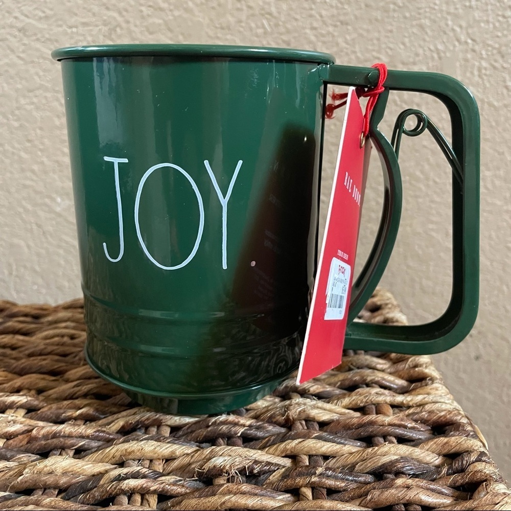 NWT Rae Dunn 3 cup joy Christmas flour sifter green white baking holidays